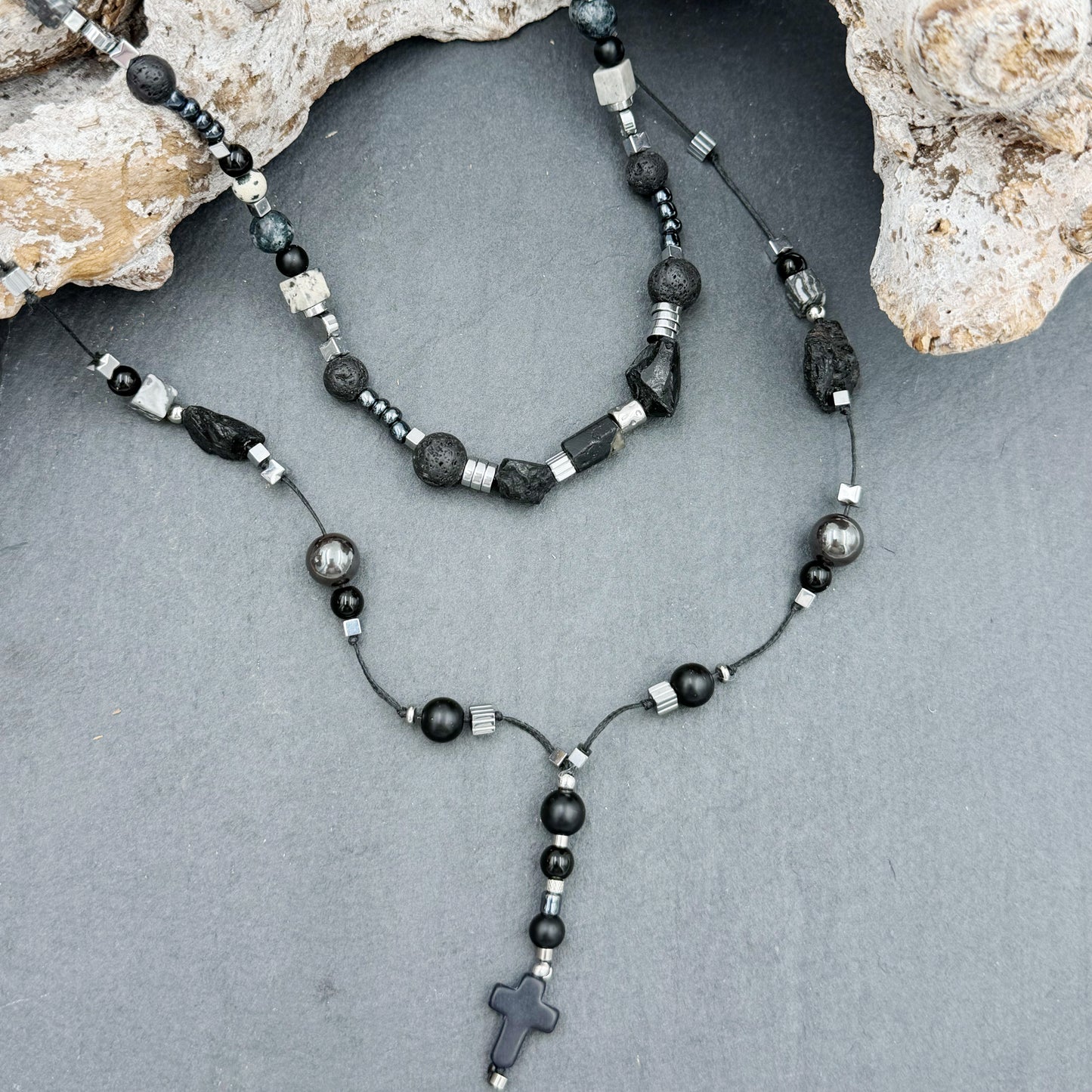 BLACK CROSS - necklace for men