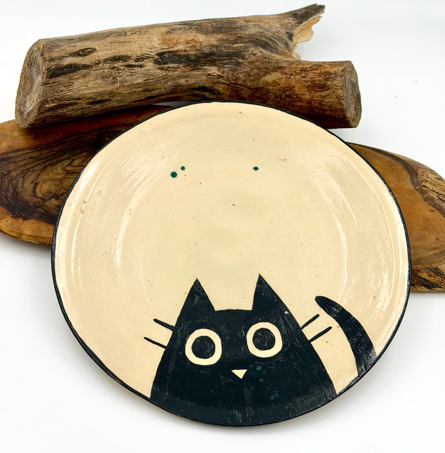 Ceramic plate black cat