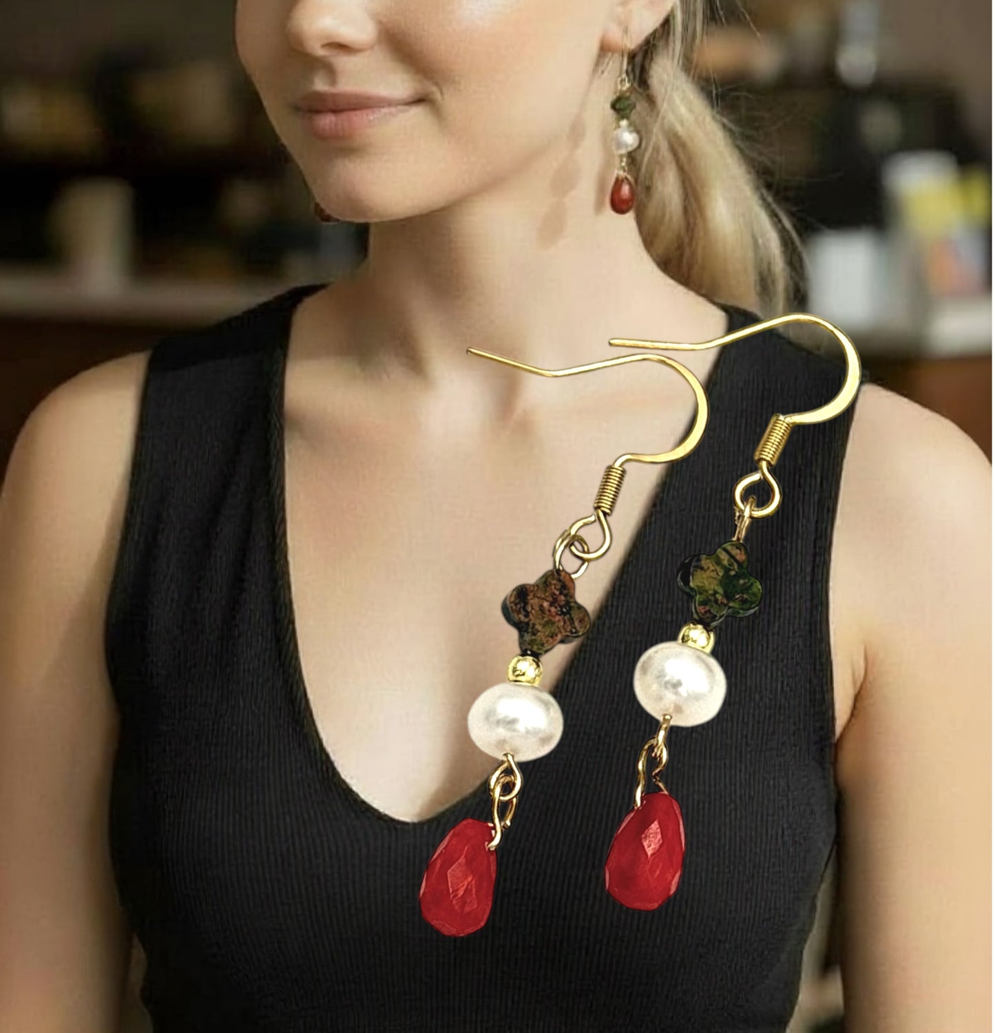 Coral and Pearl-Earring 1