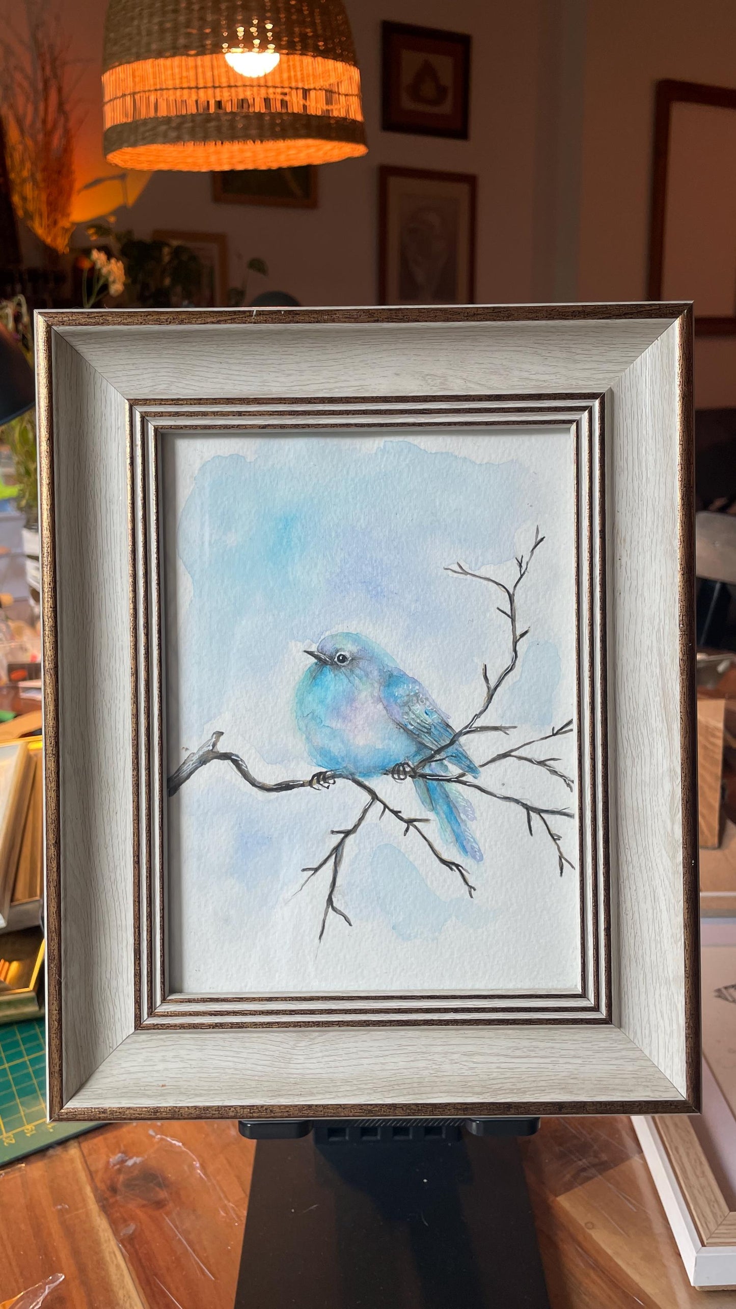 Original - Hand painted and unique, Mountain Blue Bird, watercolor