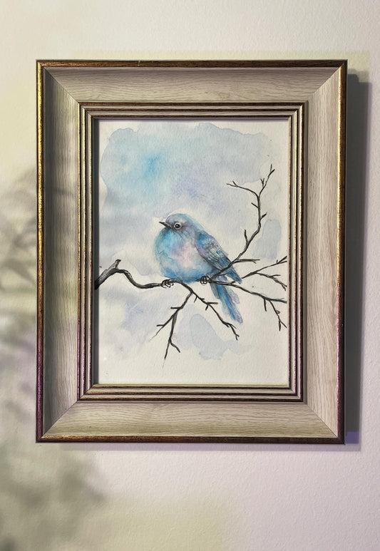 Original - Hand painted and unique, Mountain Blue Bird, watercolor