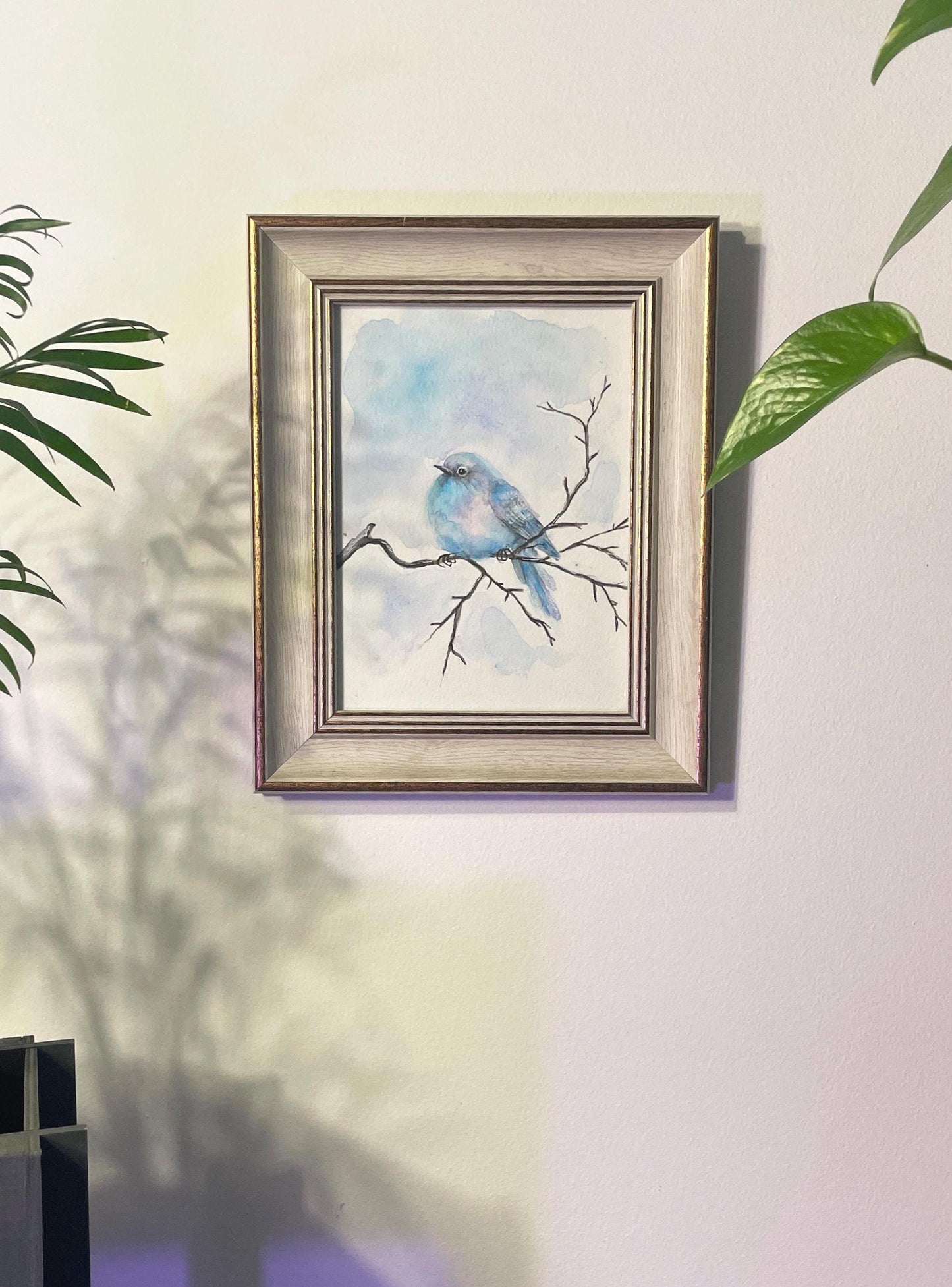 Original - Hand painted and unique, Mountain Blue Bird, watercolor