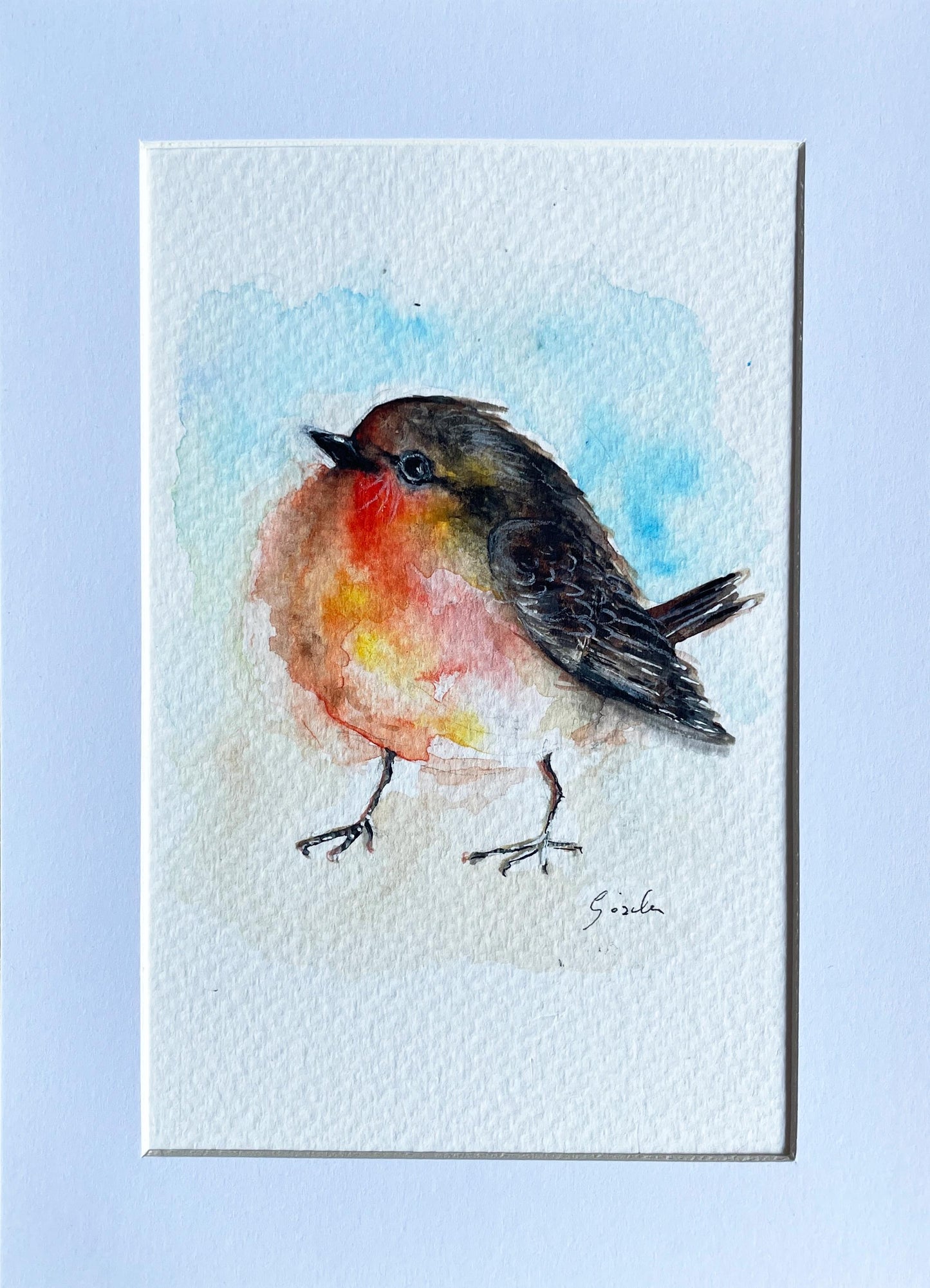 Original - Hand painted and unique, Robin Bird, watercolor