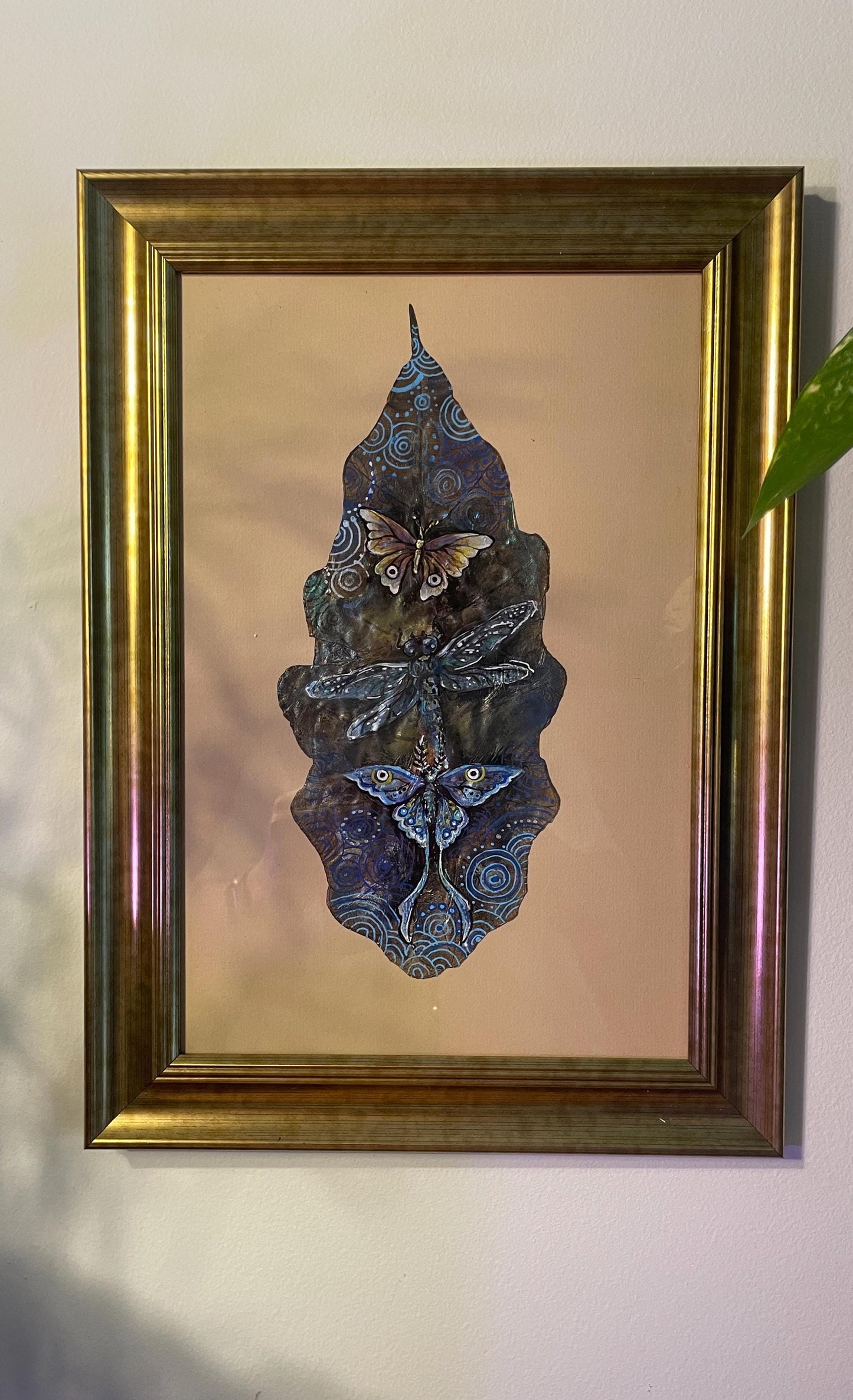 Butterflies - Hand-Painted on Natural Leaf Canvas