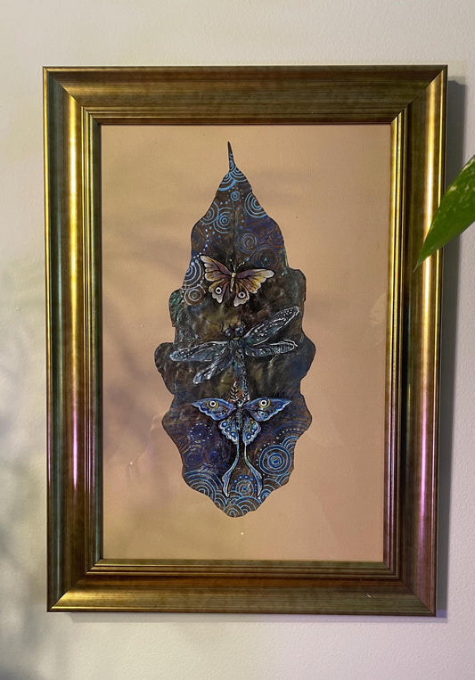 Butterflies - Hand-Painted on Natural Leaf Canvas (Copy)