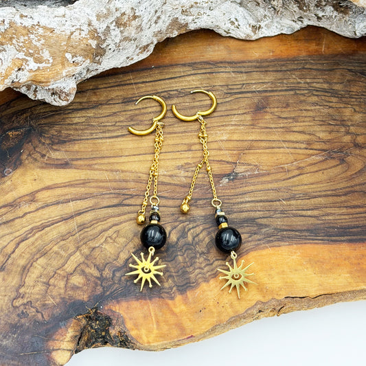 Gold & Onyx - Earring