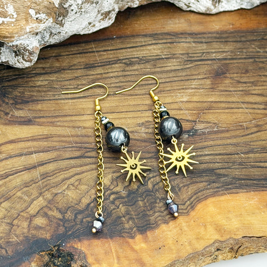 Gold & Hematite - Earring