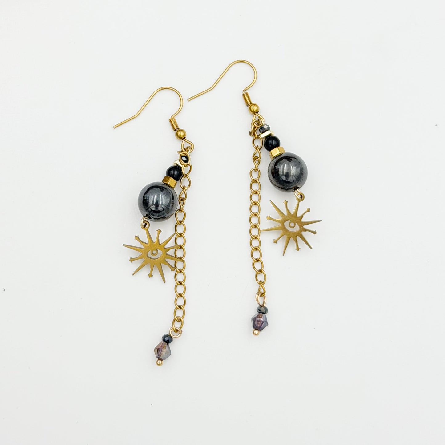 Gold & Hematite - Earring