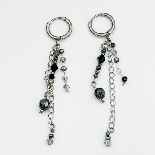 Black Crystal & Hematite - Earring