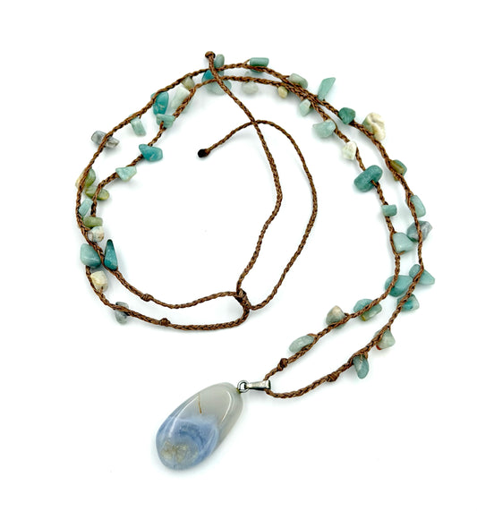 Macrome Aquamarine & Agate