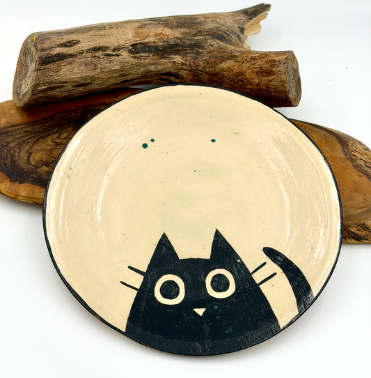Ceramic plate black cat