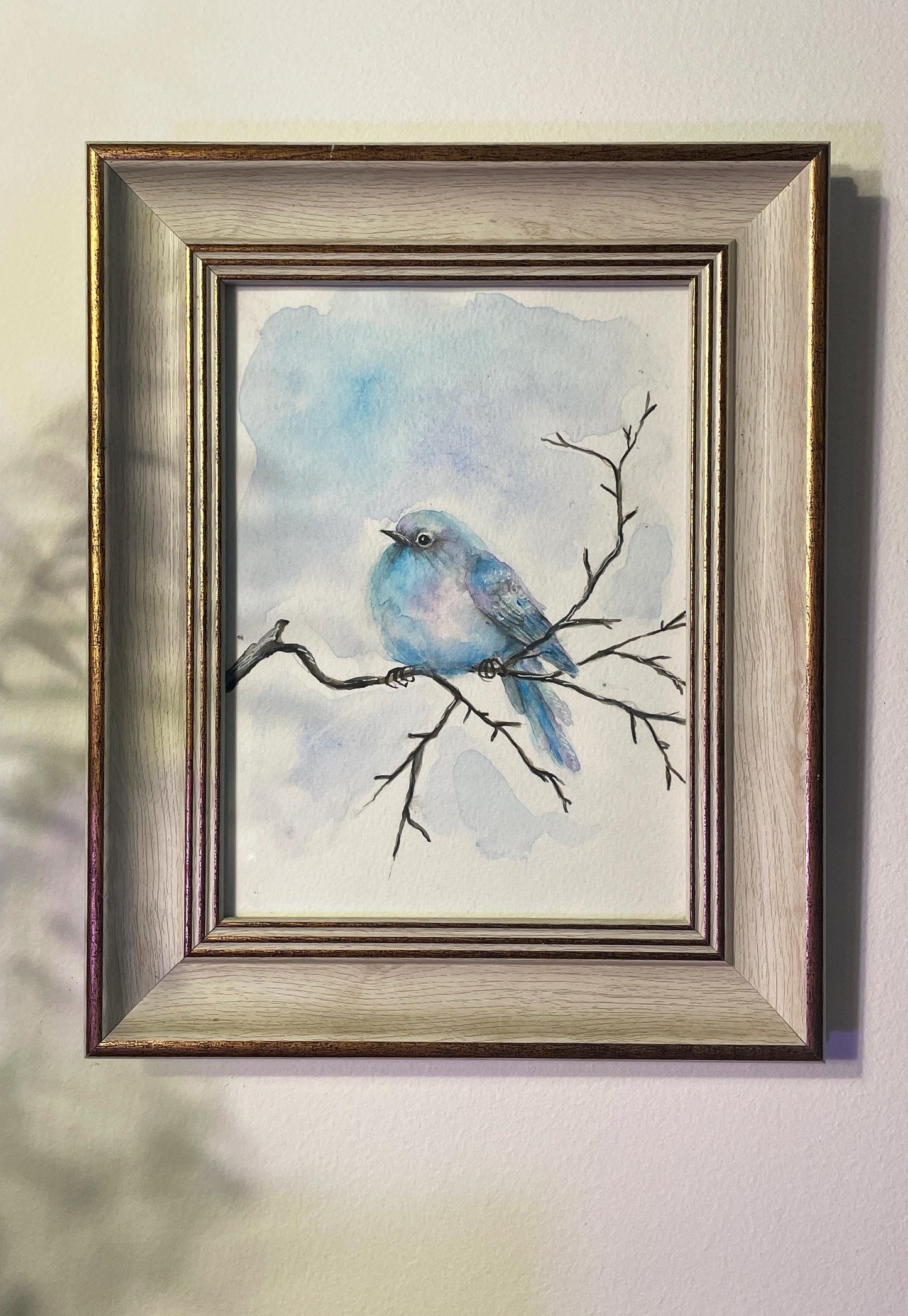 Original - Hand painted and unique, Mountain Blue Bird, watercolor